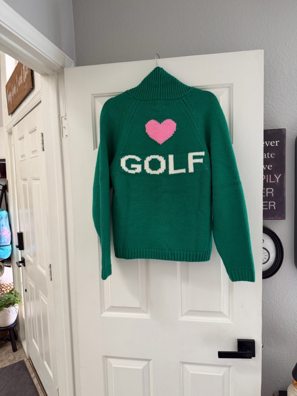 Green 'GOLF' Heart Knit Sweater - Women's(XXS)